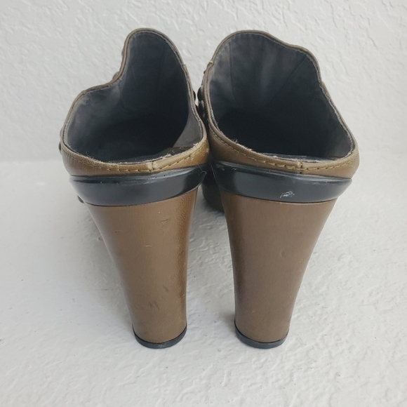 Stuart Weitzman Studded Platform Leather Mule Clog Slide Olive Green Women's 9 - Picture 6 of 11